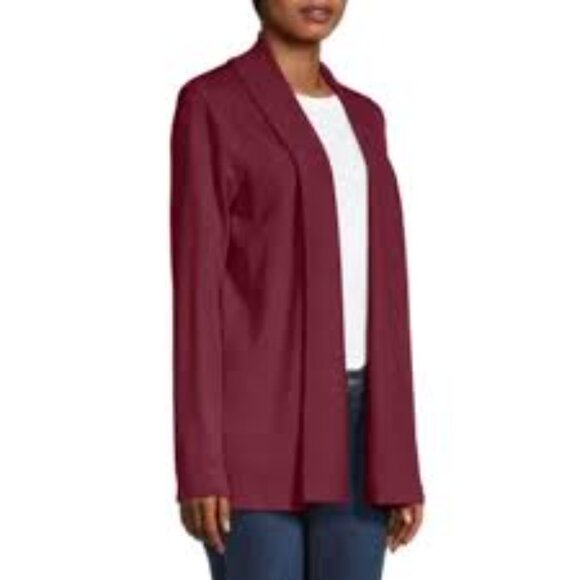 Liz Claiborne Burgundy Open Longline Cardigan Sweater Size S - Picture 1 of 10